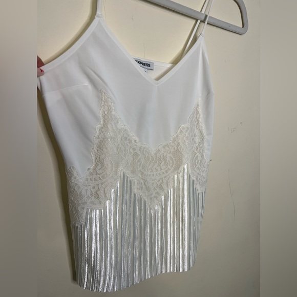 Express White Pleated Lace Cami - Picture 6 of 8